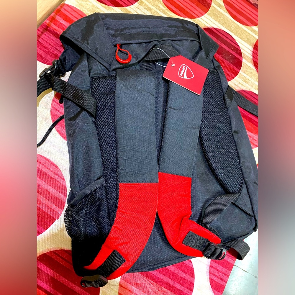 Ducati Black Red Multi Zipper Travel Treking Backpack - Picture 2 of 3